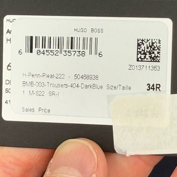 NWT Hugo Boss Men's Dark Blue Penn Pleat High Rise Trouser Dress Pants Size 34R - Picture 3 of 9